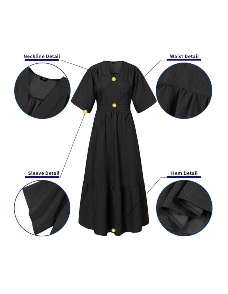 Vintage V Neck Belted Party Denim Dress