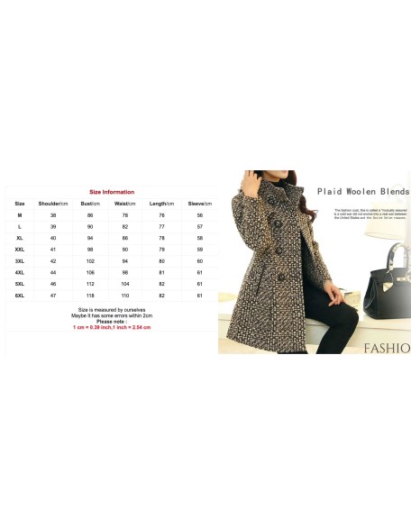 Plus Size Long Wool Coat Elegant Vintage Coat  Jacket