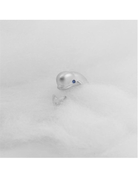 sterling silver beluga whale ring