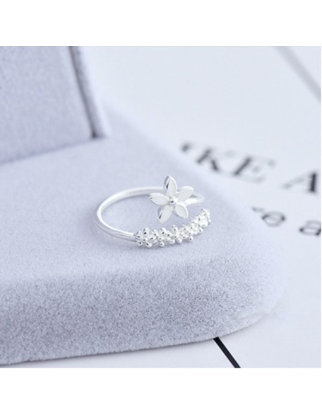 silver flower wrap ring