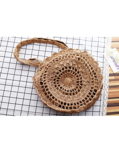 vintage straw knit shoudler bag