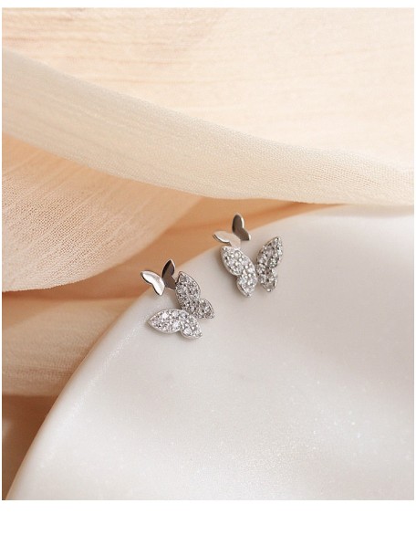 sterling silver double butterfly earrings