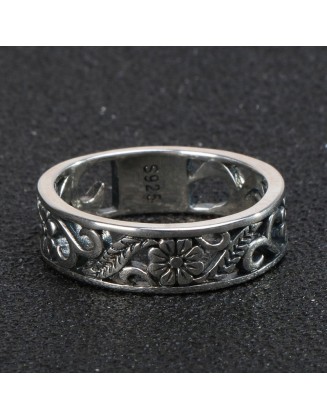 floral vine sterling silver ring