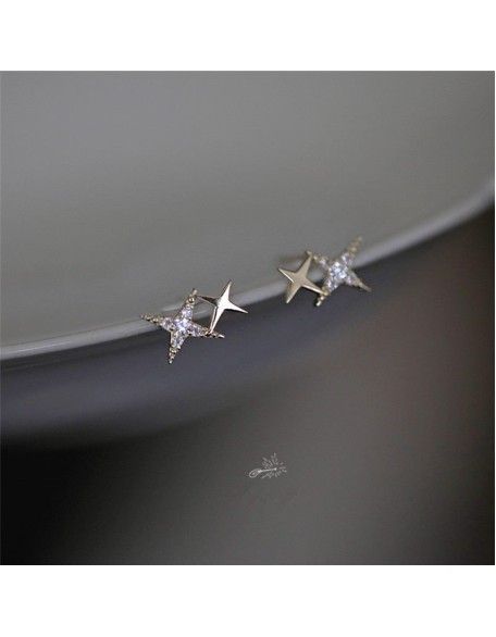 crystal sparkle stud sterling silver earrings