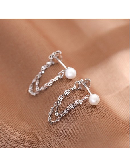 pearls and chains sterling silver earrings