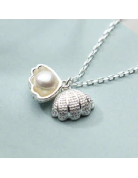 pearl locket sterling silver necklace