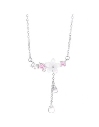 cherry blossom sterling silver charm necklace