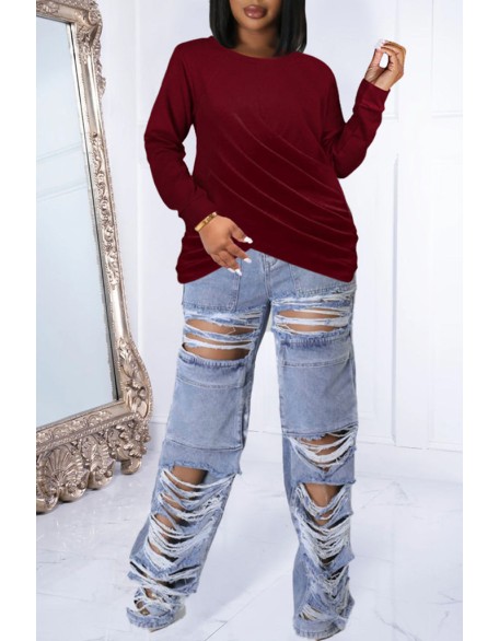 Cutout Heart Decor Off Shoulder Top