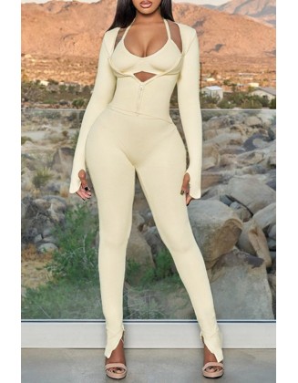 Zipper Design Long Sleeve Bodysuit