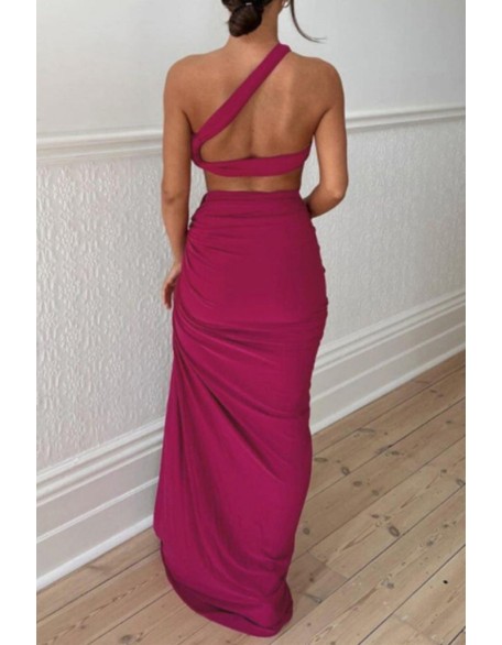 Ruched Asymmetrical Hem Backless Party Dress