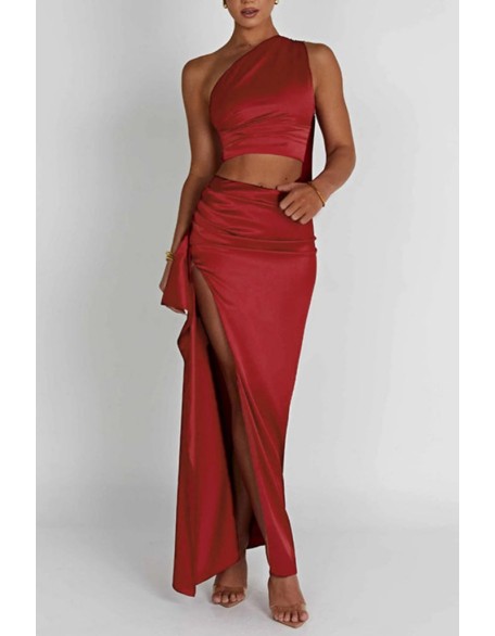 Halter Sequin Mesh Ruffles Top & Skirt Set